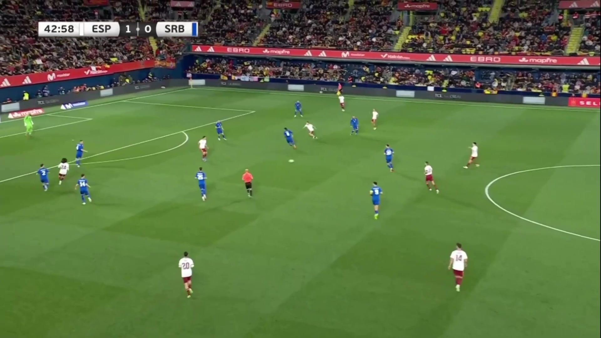 西班牙再下一城奥亚萨瓦尔外围起脚远射重炮破门双响