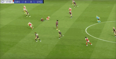 半场：阿森纳女足0-1里昂女足，布兰德内切破门