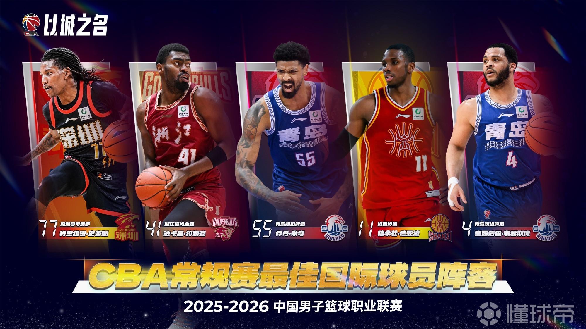 CBA最佳国际球员阵容：史密斯、迪亚洛、韦瑟斯庞、米奇、达卡里